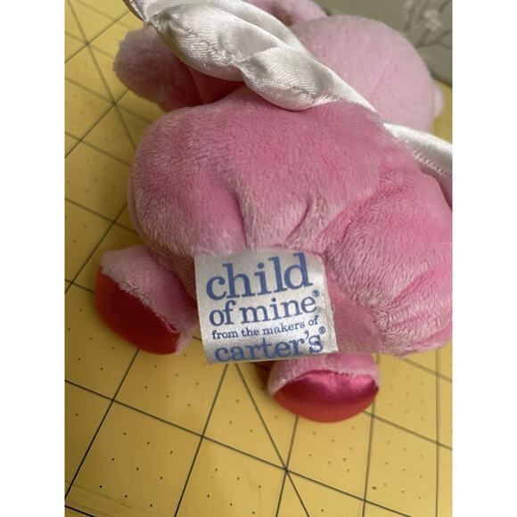 Carter's Child of Mine Pink Little Angel Rabbit with Wings Rattle Lovey Plush - Picture 5 of 7